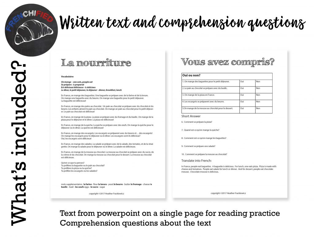 Full French food lesson plan - and 14 other fun CI lessons 5 French food lesson plan - reading screenshot