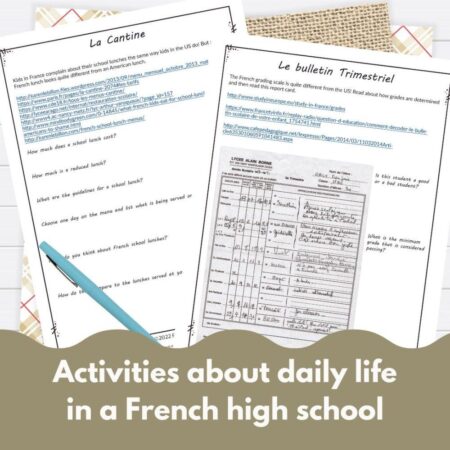 School in France Internet activity packet