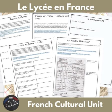 School in France Internet activity packet