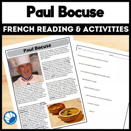 Paul Bocuse French reading activity