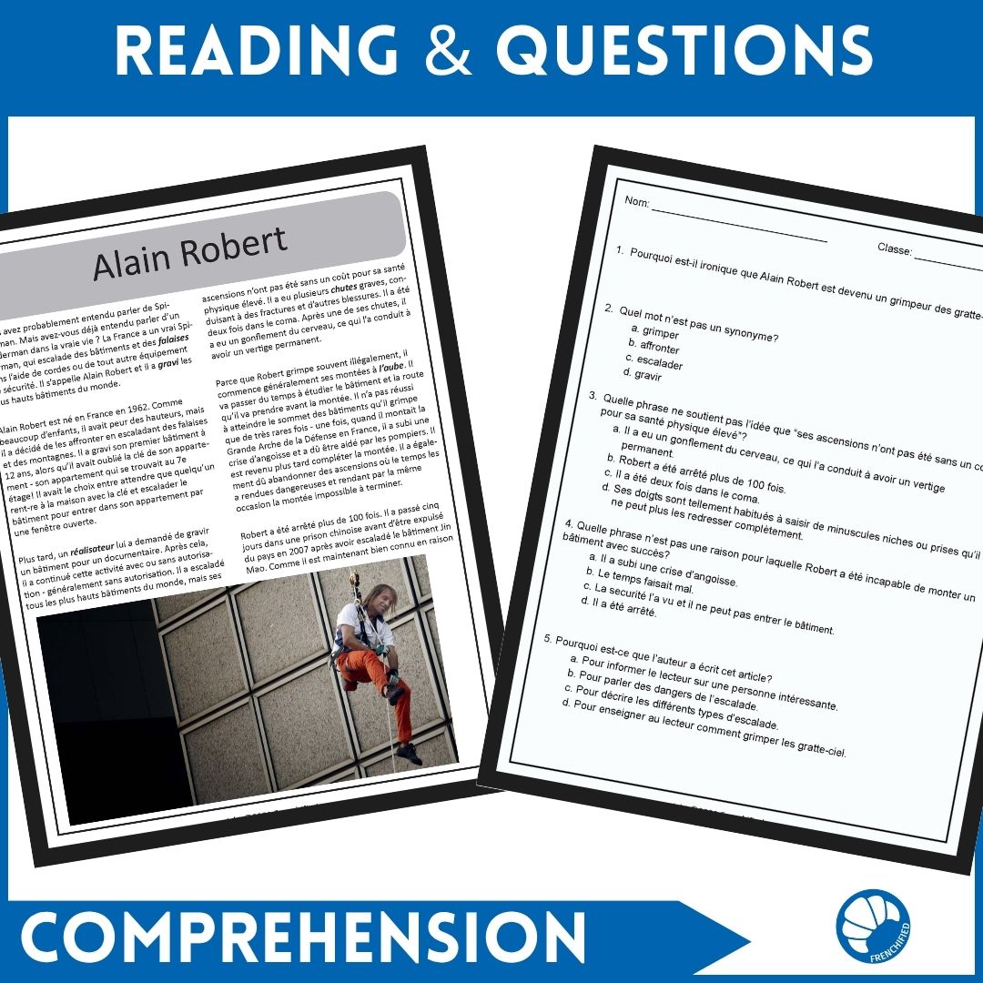 Alain Robert French reading activity the French Spiderman 3 Alain Robert French reading activity the French Spiderman - Image 3