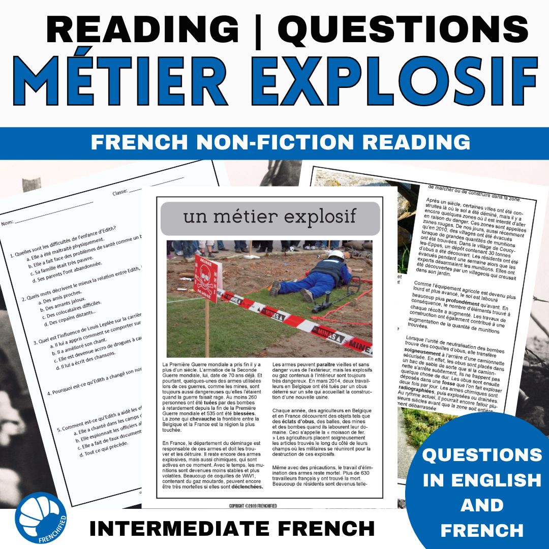 Un métier explosif French reading for intermediate/advanced French students 1 Metier Explosif