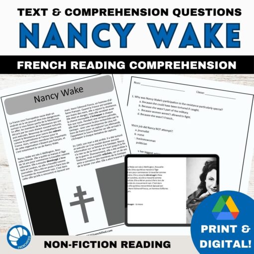 Nancy Wake French reading activity
