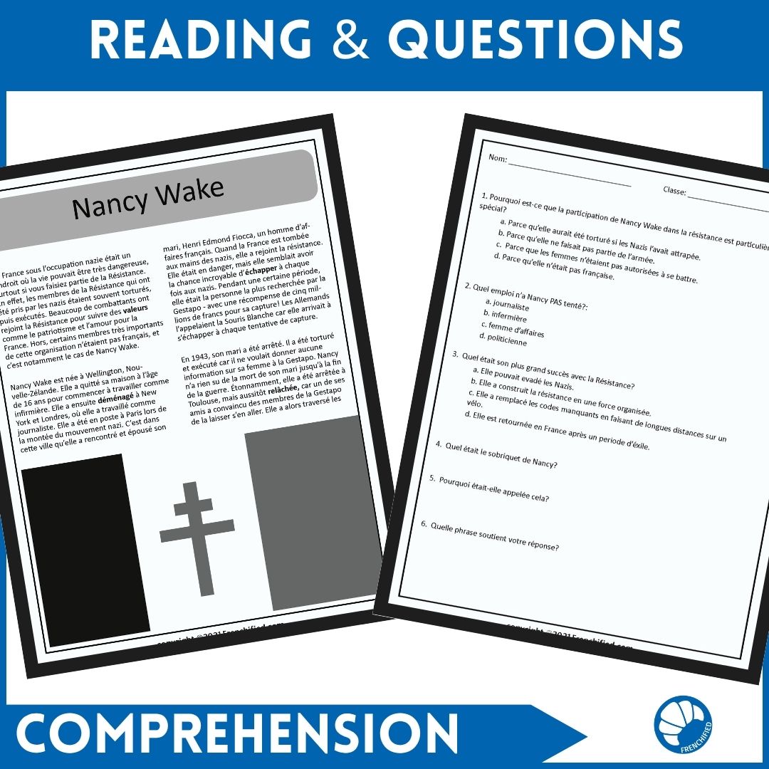 Nancy Wake French reading activity 3 Nancy Wake French reading activity - Image 3