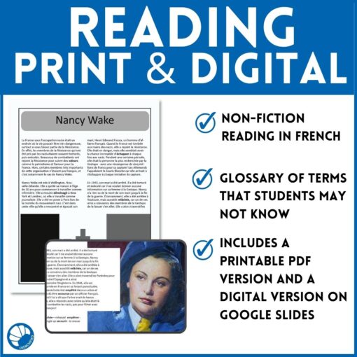 Nancy Wake French reading activity - Image 4