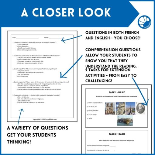Notre Dame French reading activity - Image 3