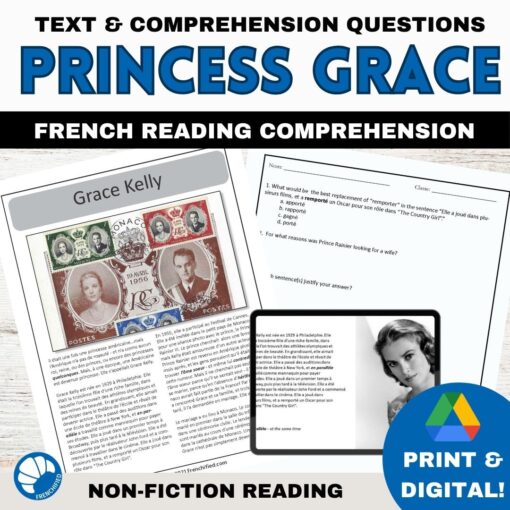 Princess Grace French reading activity
