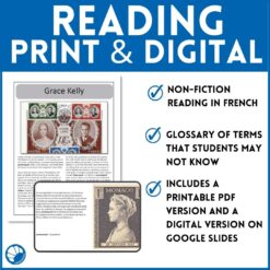 Princess Grace French reading activity
