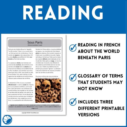 Sous Paris French reading activity - Image 4