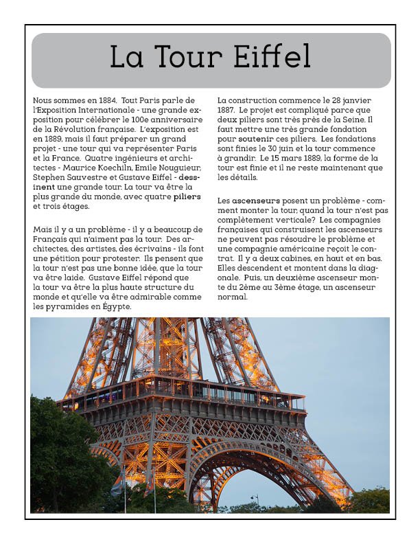 eiffel tower essay in french