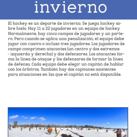 El Hockey Spanish unit reading and activities