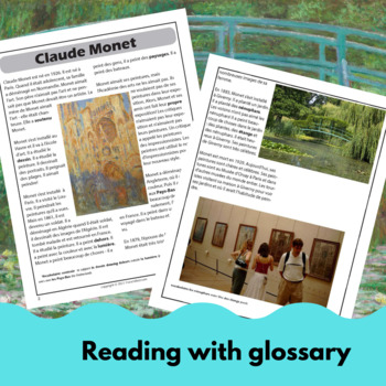 Claude Monet French reading comprehension activity