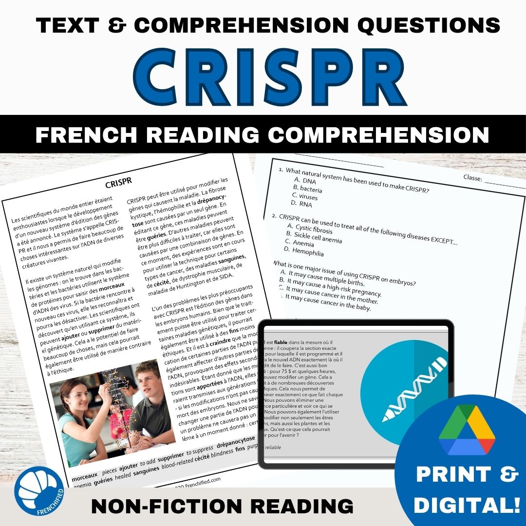 CRISPR French reading comprehension activity 1 CRISPR French reading