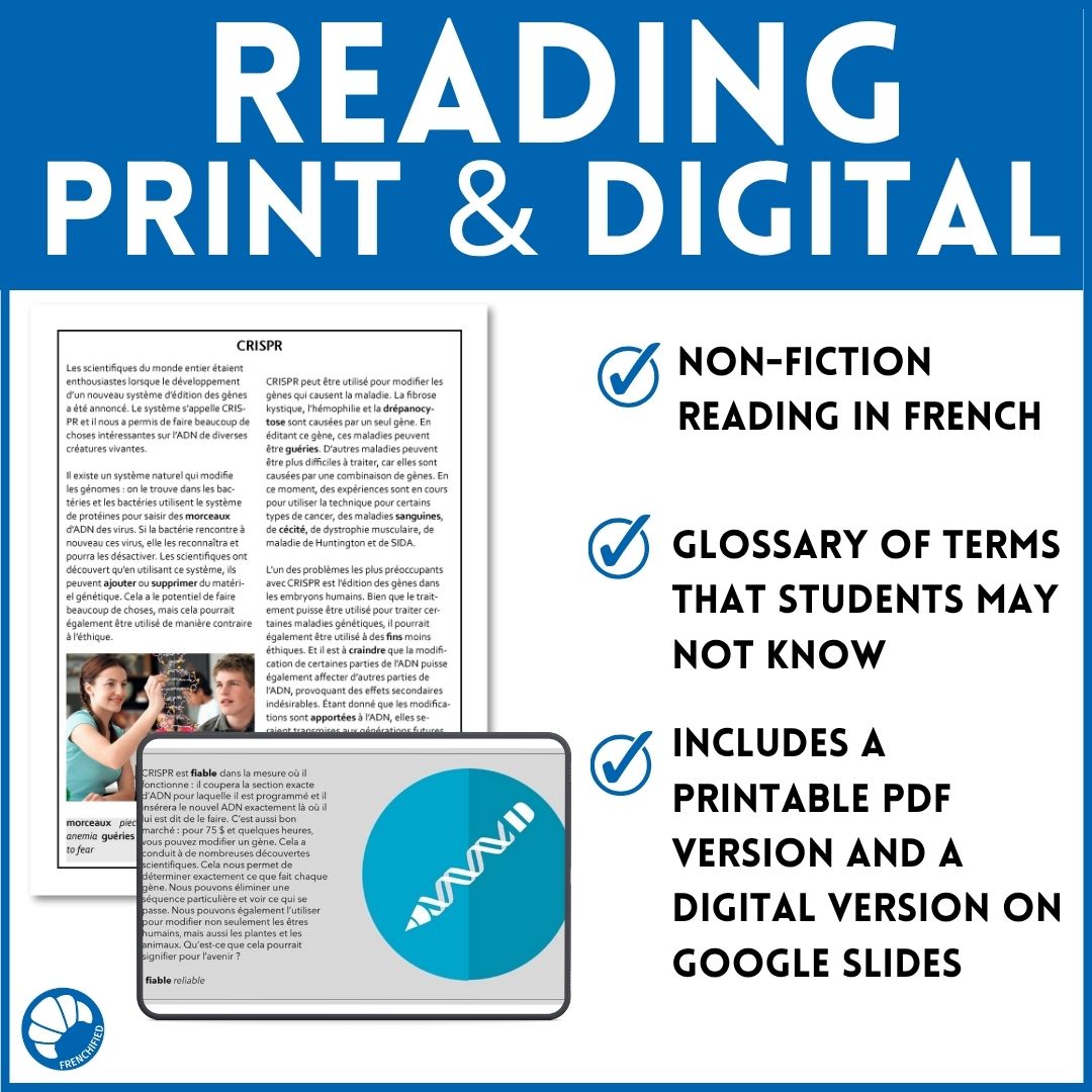 CRISPR French reading comprehension activity 4 CRISPR French reading comprehension activity - Image 4