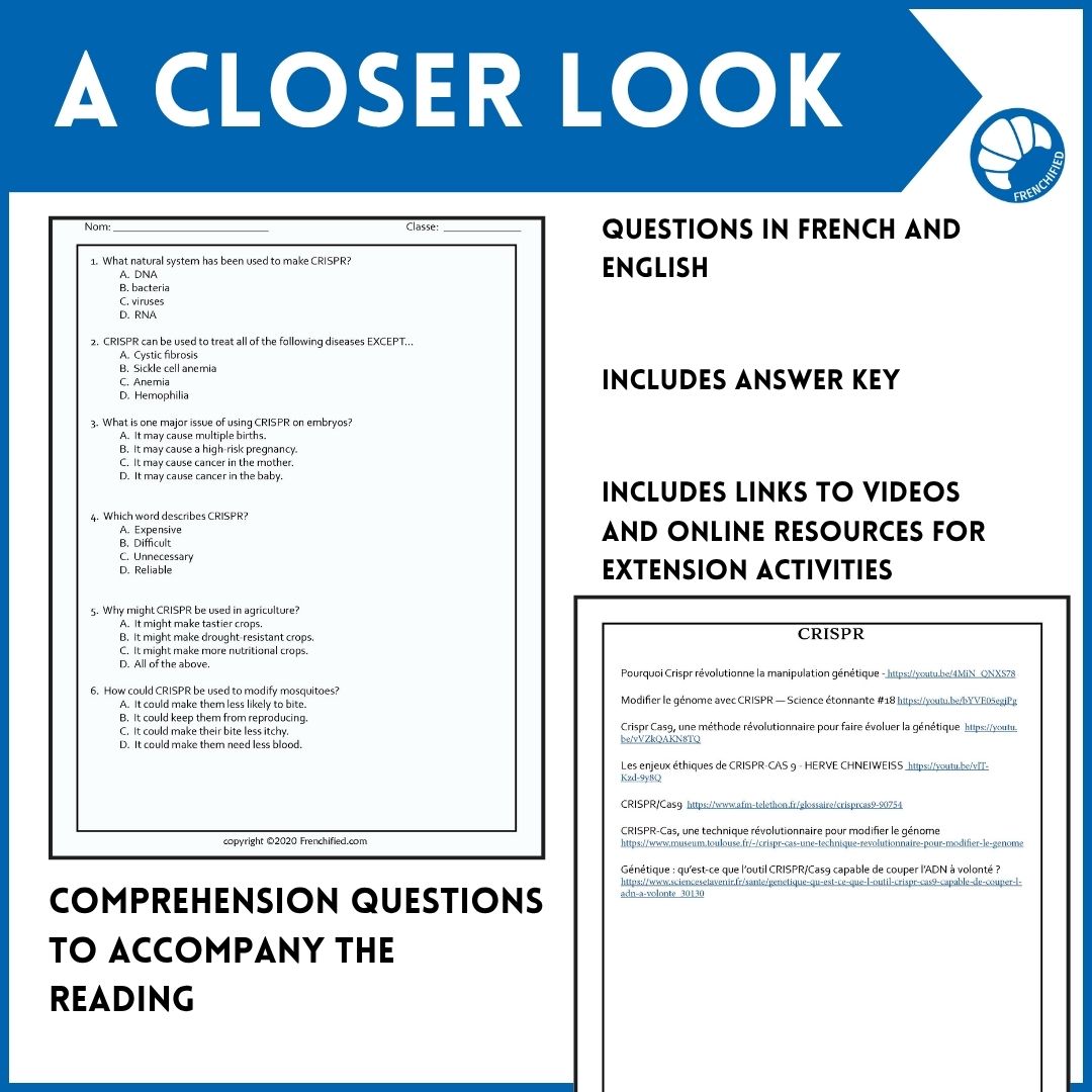 CRISPR French reading comprehension activity 5 CRISPR French reading comprehension activity - Image 5