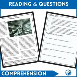 La grippe de 1918 French reading activity