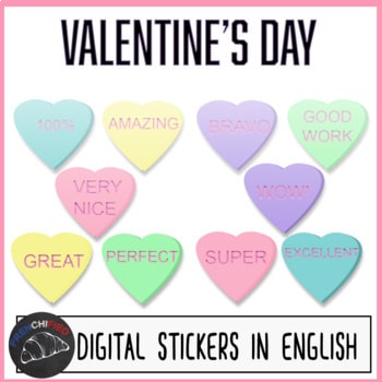 English Valentine's Day digital stickers