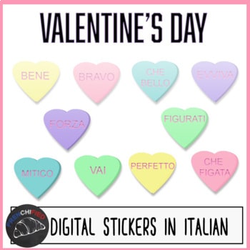 Italian Valentine's Day digital stickers