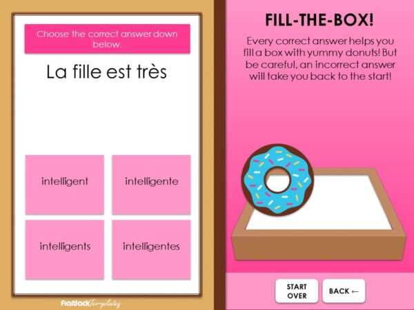 French adjective agreement digital game