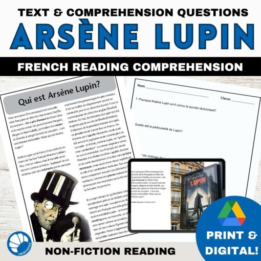 Lupin French reading activity