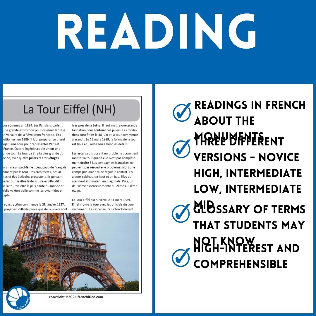 Alternative view of Paris monuments French readings bundle