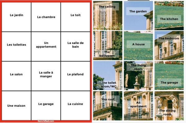 French house and furniture vocabulary digital game