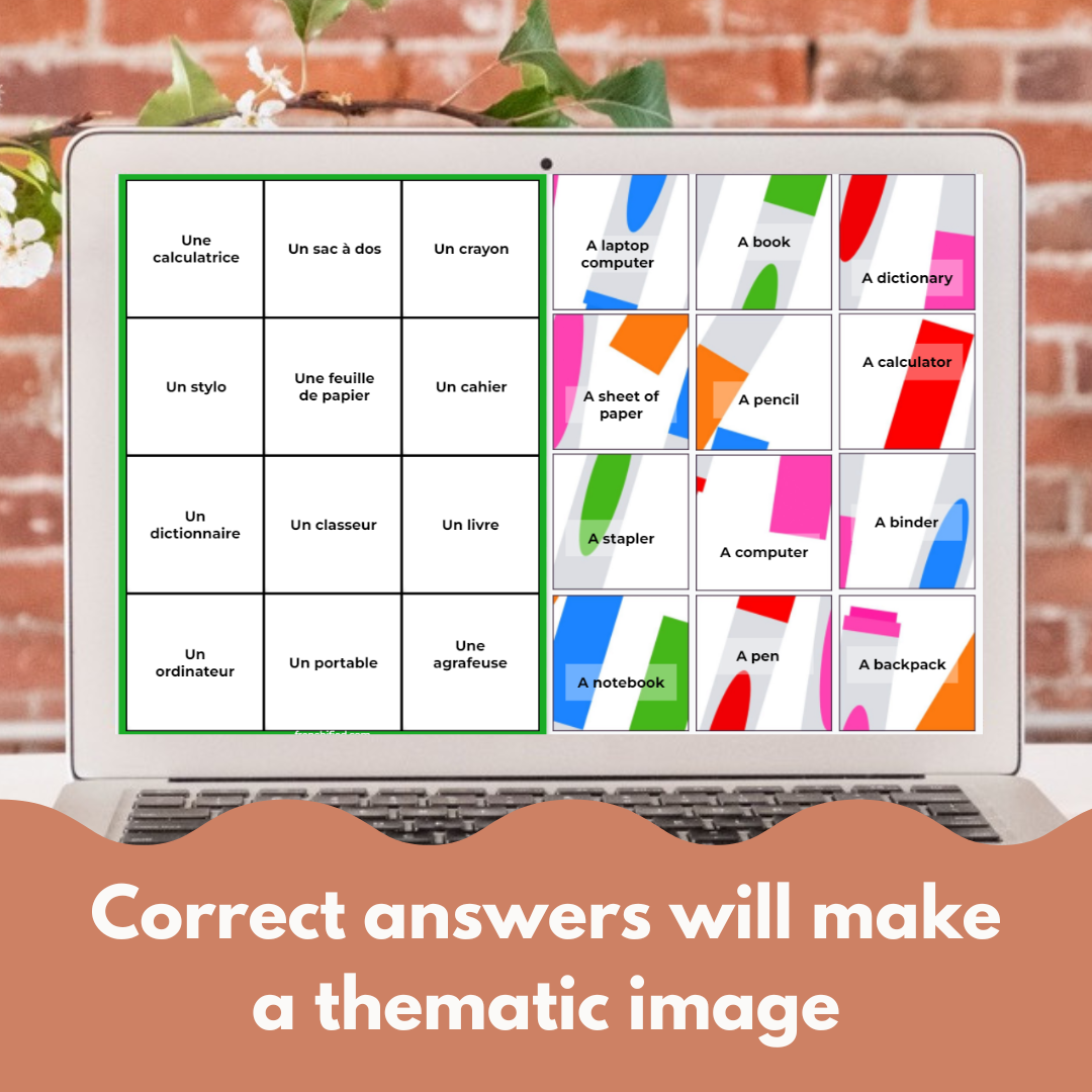 French school supply vocabulary digital game 4 French school supply vocabulary digital game - Image 4