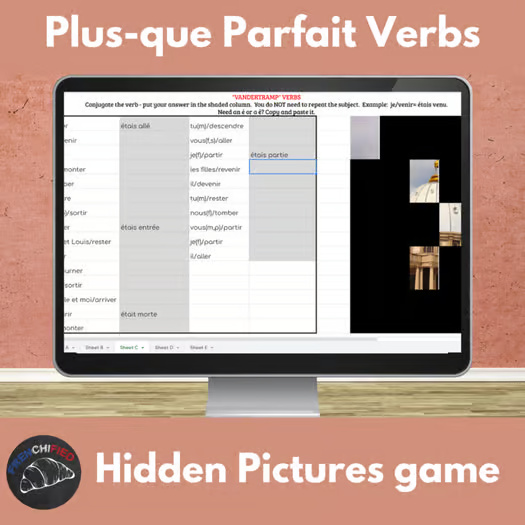 French plus que parfait verbs - Hidden pictures game