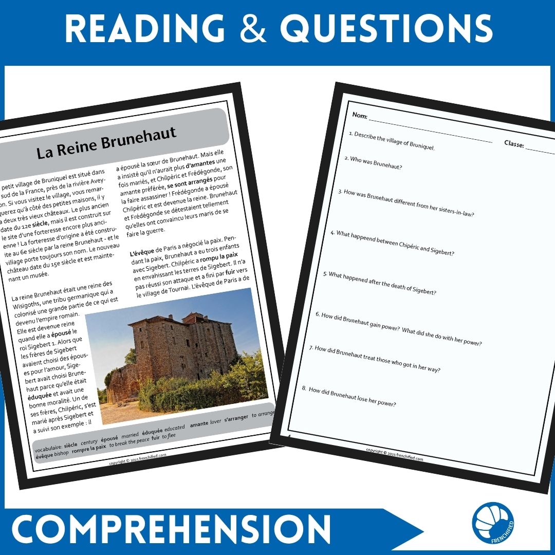 Queen Brunehaut French reading comprehension activity 3 Queen Brunehaut French reading comprehension activity - Image 3
