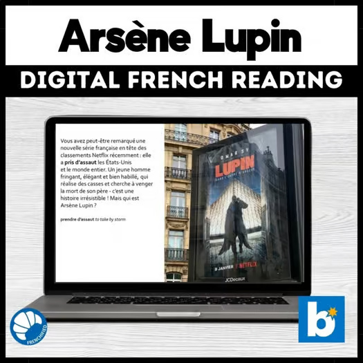Qui est Arsène Lupin French reading comprehension activity Boom Cards™