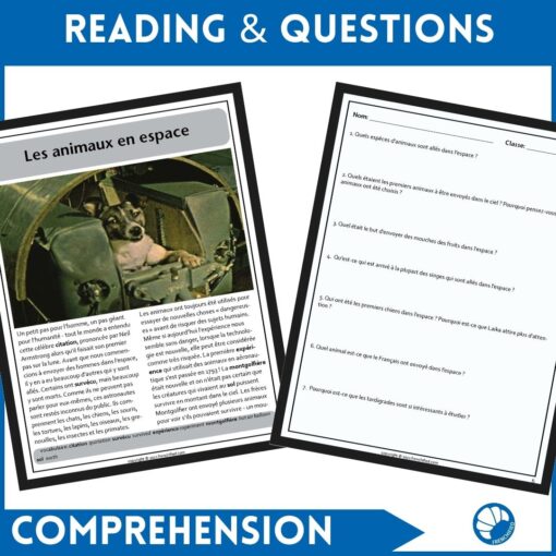 Animals in Space French reading comprehension activity - Image 3