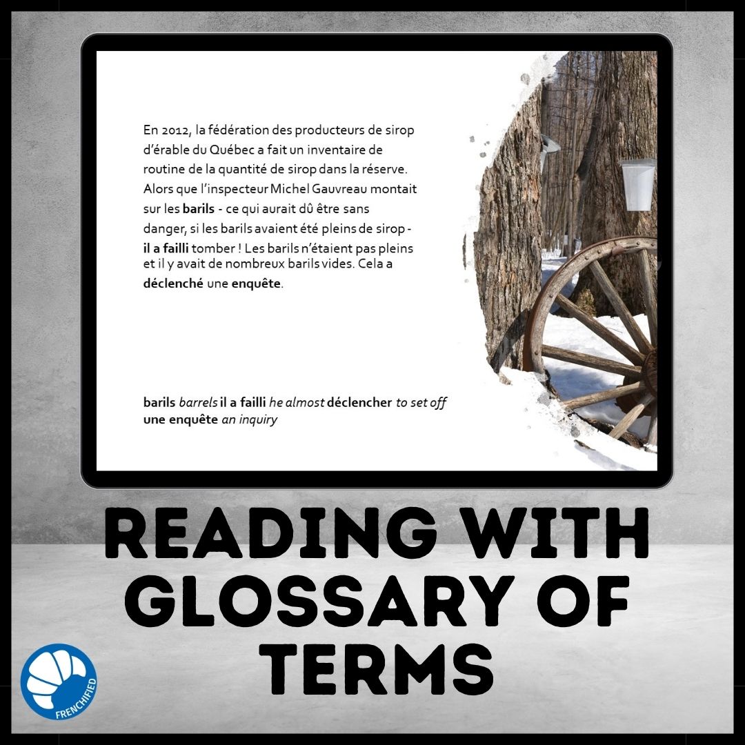 The great maple syrup heist French reading comprehension activity for Google™ Drive 2 The great maple syrup heist French reading comprehension activity for Google™ Drive - Image 2