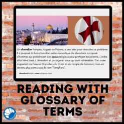Alternative view of Knights Templar French reading activity for Google™ Drive