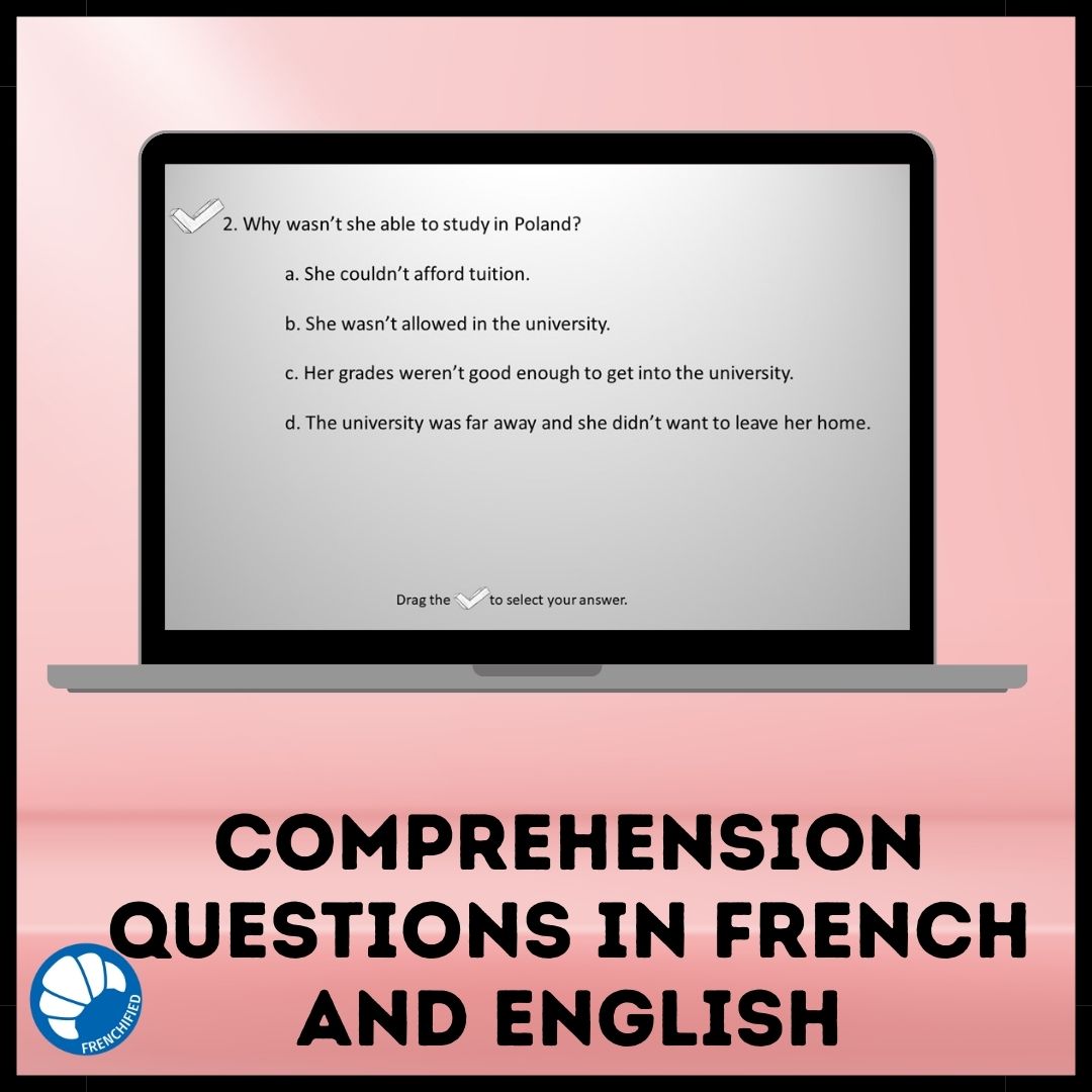 Marie Curie French reading activity for Google™ drive 3 Marie Curie French reading activity for Google™ drive - Image 3