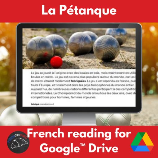 Petanque French reading activity