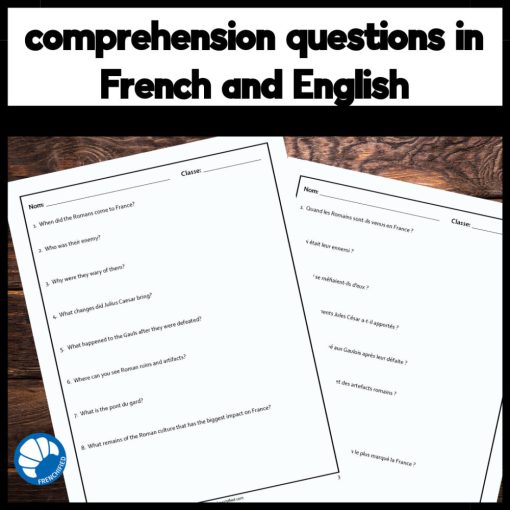Romans in France French reading comprehension activity