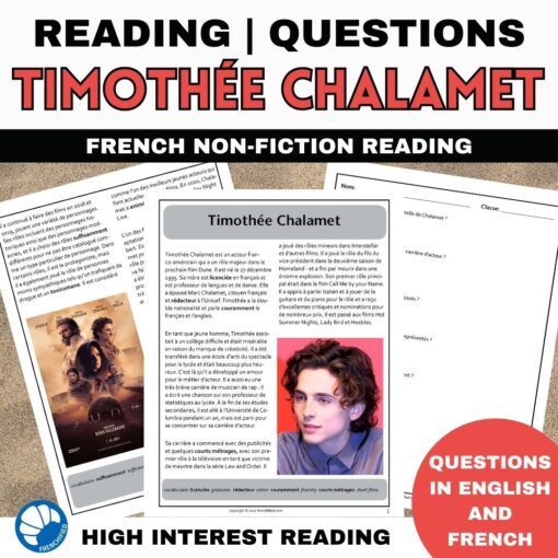 Timothee Chalamet French reading