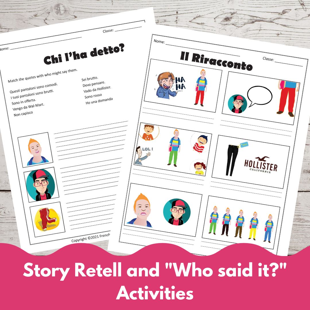Alternative view of I pantaloni brutti Italian Lesson using Comprehensible Input