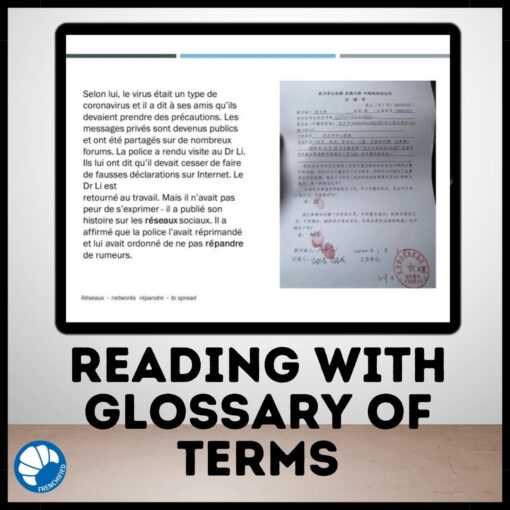 Coronavirus French reading comprehension activity for Google™ Drive - Image 2