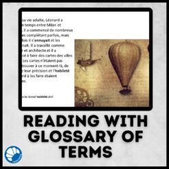 Alternative view of Leonardo da Vinci French reading activity for Google™ drive