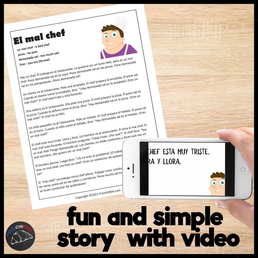 Alternative view of El Mal Chef Spanish Comprehensible Input Lesson