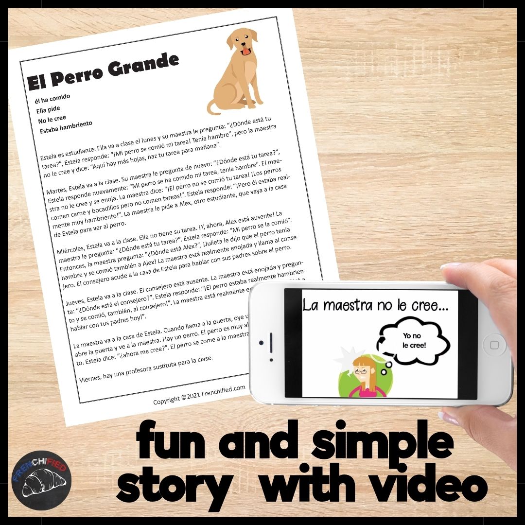 Alternative view of El Perro Grande Spanish Lesson using comprehensible input