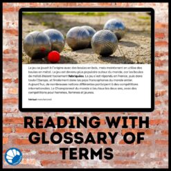 Alternative view of La Pétanque French reading activity Google™ drive version