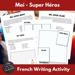 Super Héros French writing activity unit