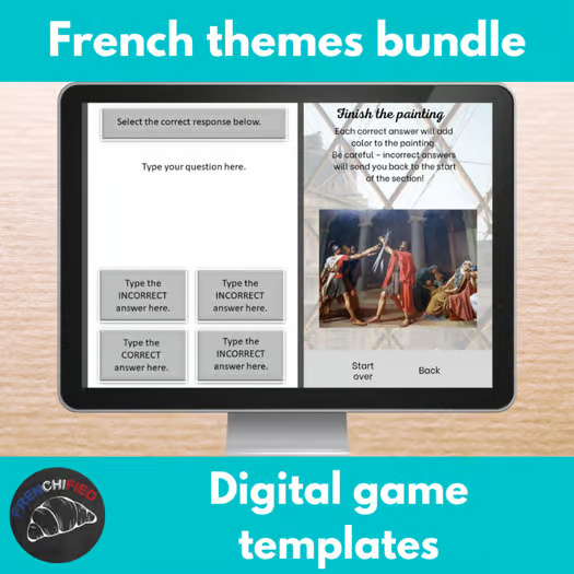 French themed digital game templates bundle