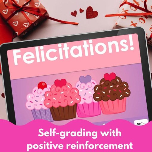 French Valentine's Day digital vocabulary game