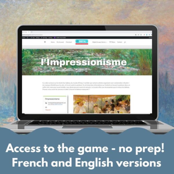 Impressionism Digital Escape Game in French and English