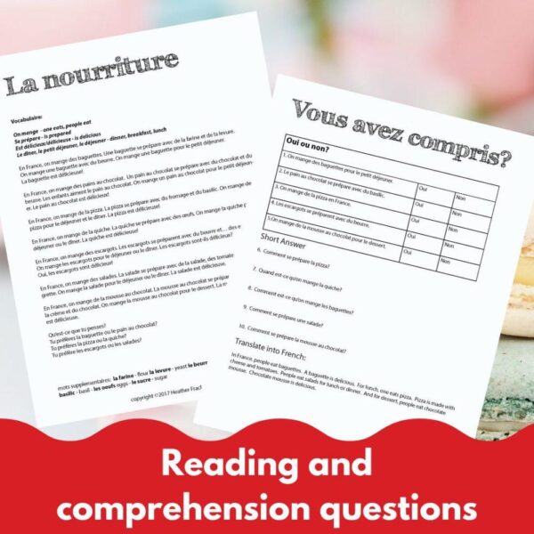 French Food Comprehensible Input Lesson