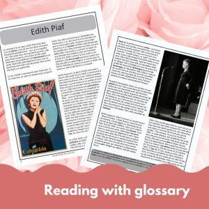 Edith Piaf French reading activity