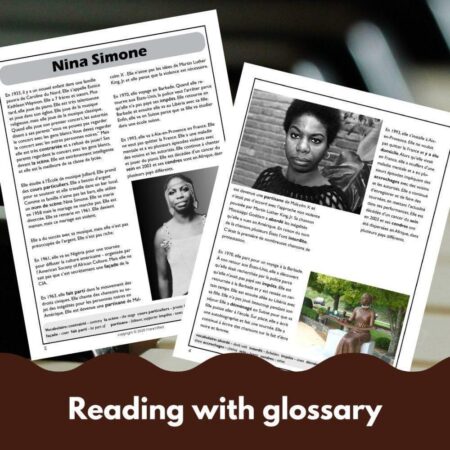 Nina Simone French reading comprehension activity
